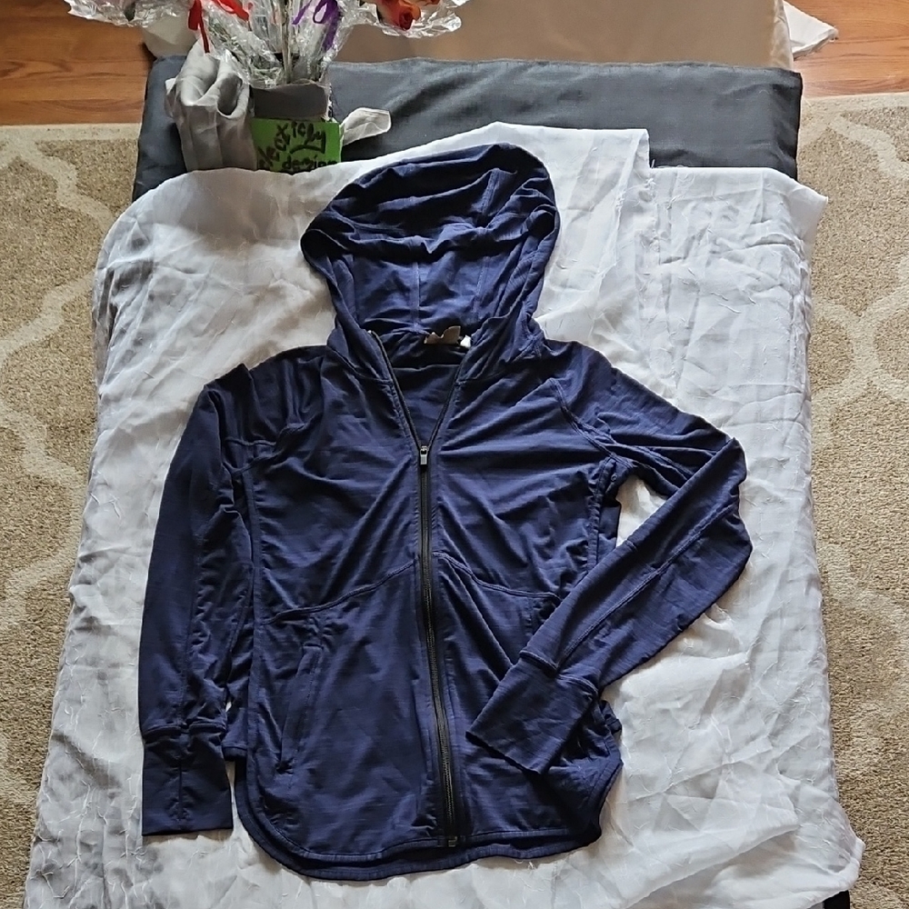 Athleta Dark Navy Hooded Zip-Up Jacket